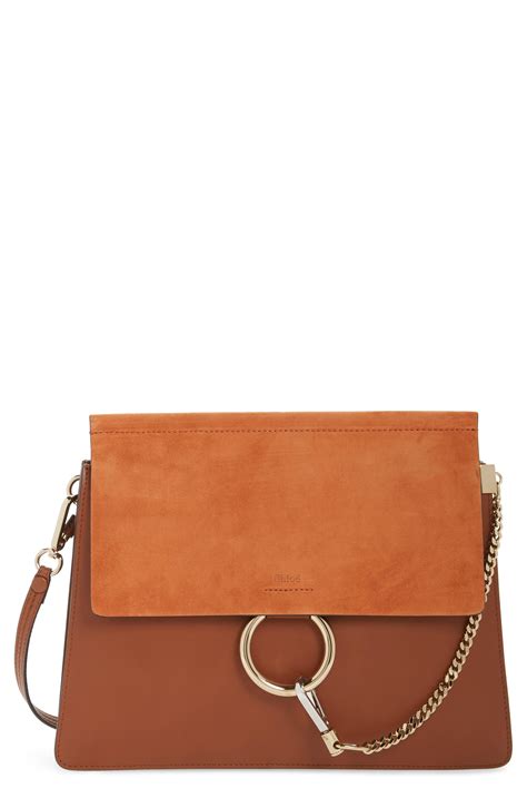 chloe faye medium suede and leather shoulder bag|chloe faye leather crossbody bag.